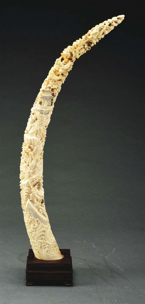 sold price large carved ivory tusk july     edt