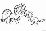 Coloring4free Pony Little Coloring Pages Cartoons Applejack Meets Dog Printable Related Posts sketch template