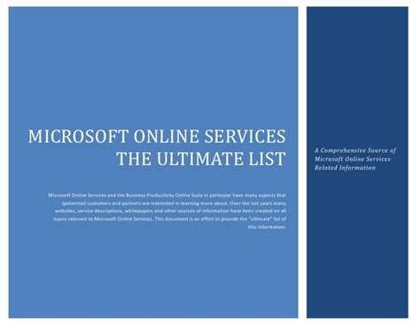 microsoft  services  ultimate list