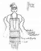 Flapper 1920s Drawing Dress Sketch Hair Fringe Getdrawings sketch template