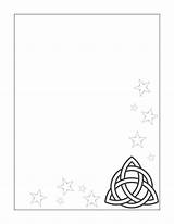Triquetra Pages Book Witch Journal Coloring Wiccan Shadows Stars Printable Spell Templates Stationery sketch template