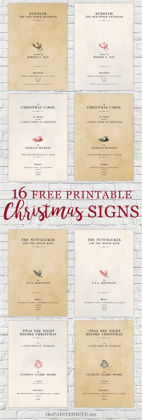 printable large scale vintage christmas signs  painted hive