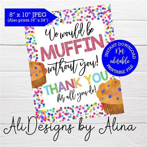muffin   teacher  staff appreciation sign instant