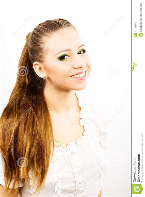 beauty brown hair woman with smile on her face stock image image 22718685