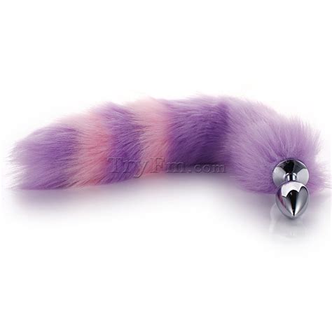 more purple less pink furry tail anal plug with headdress tryfm
