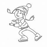 Skating Ice Coloring Cartoon Boy Drawing Book Outline Winter Illustrations Clip Stock Character Greeting Card Figure Kids sketch template