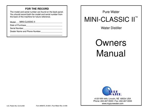 pure water mini classic ii owners manual   manualslib