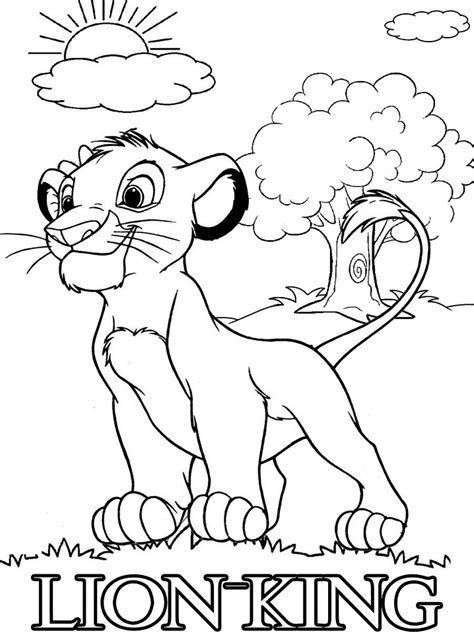 small lion king coloring page  printable coloring pages  kids