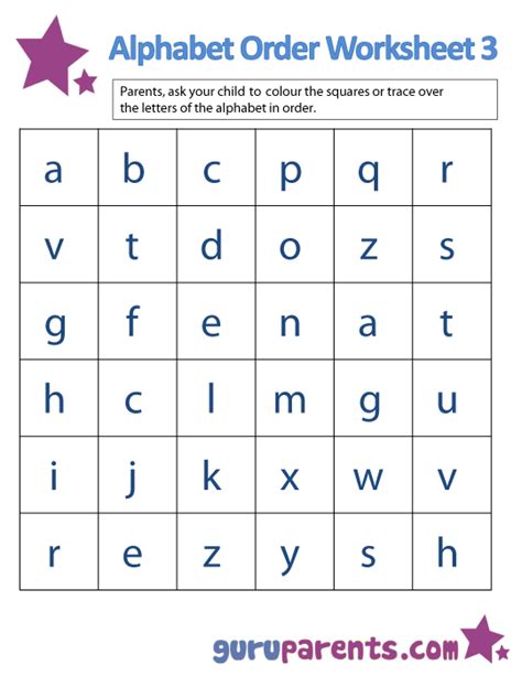 alphabetical order practice alphabet