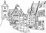 Coloring Germany Pages Therapy Rothenburg Color sketch template