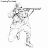 Soldier Drawing Drawings Army Draw Soldiers Sketch Soviet Sketches Pencil Drawingforall Tutorials Easy Step Military солдат Anime People Navy Coloring sketch template