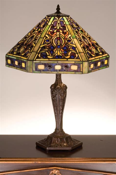meyda tiffany  vintage stained glass tiffany table lamp   gentian walmartcom