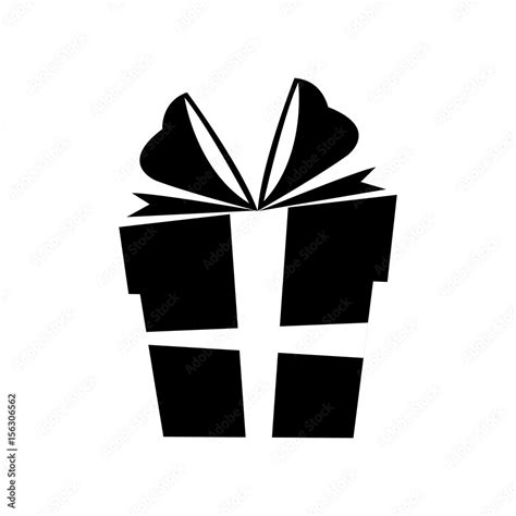 silhouette gift box christmas  bow vector illustration stock vector