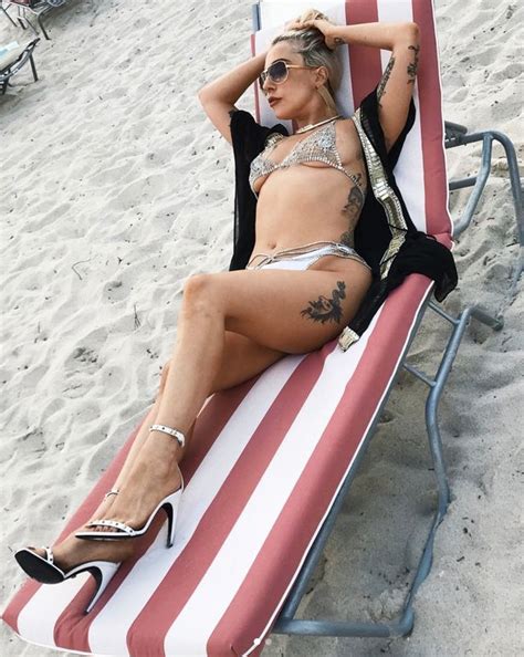 lady gaga shows off hot body in tiny thong bikini and heels on the