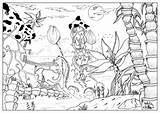 Coloring Pages Landscape Aquatic Mysterious Valentin Village Imaginary Adult Adults Color Printable Arts sketch template