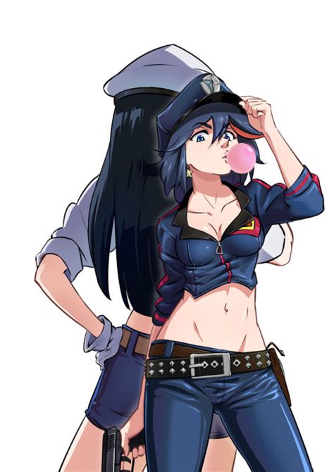 satsuki and ryuko police uniforms ryuko matoi and satsuki kiryuin