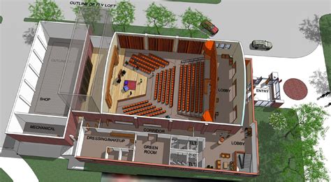 theatre main plan overview lobby design building concept theater plan