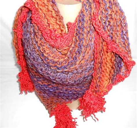 grote veelkleurige sjaal sjaal  oranje en paarse tinten etsy