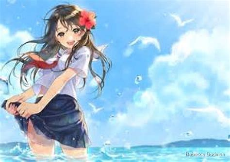 Anime Girl Water Beach By Rebecca Dodman Redbubble