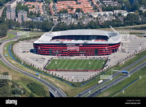netherlands alkmaar football stadium  az aerial stock photo alamy