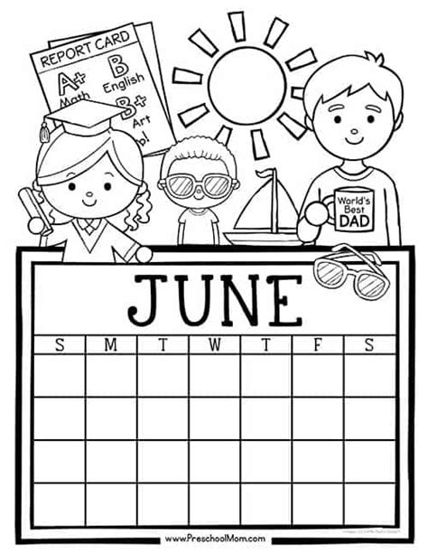 june calendar month coloring pages printable june coloring calendar