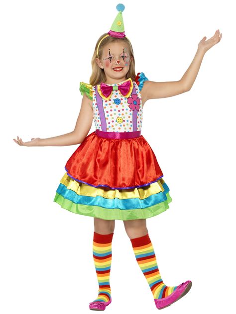 girls clown costume deluxe circus carnival child kids fancy dress