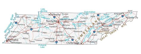 map  tennessee cities  towns printable city maps