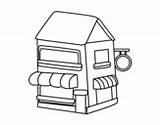 Shop Coloring Buildings Architecture Grocery Store Coloringcrew sketch template