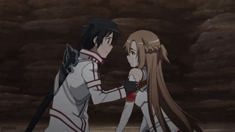 sword art online anime kiss find and share on giphy