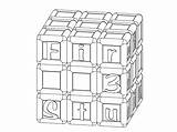 Cube Coloring Pages Rubiks Template Toy sketch template
