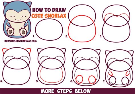draw cute snorlax chibi kawaii  pokemon  easy step