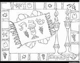 Coloring Shabbat Jewish Shavuot Torah Shabbos Hebrew Challah Passover Hanukkah Seder Kraz Simchat Dibujos Coloringareas Purim sketch template