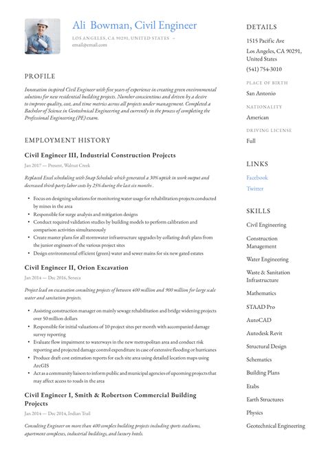 civil engineer resume writing guide  resume templates