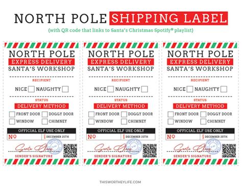 north pole shipping label