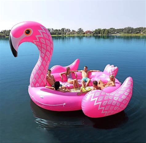 Giant Inflatable Flamingo Floating Island For 6 7 People Swimming Pool