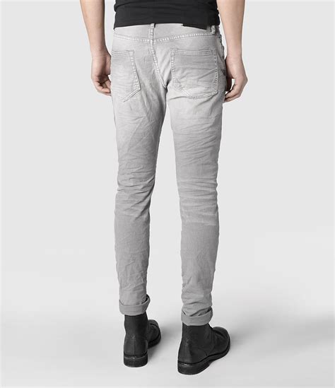 allsaints asahi cigarette jeans in light grey gray for
