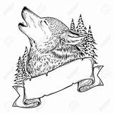 Wolf Howling Ribbon Illustration Drawing Vector Howl Stock Getdrawings Icon Royalty Depositphotos Shutterstock sketch template