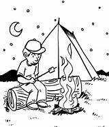Camping Coloring Pages Camp Printable Sheet Campfire Preschool Kids Evening Tent Fire Sheets Book Colouring Place Summer Boy Marshmallows Fun sketch template