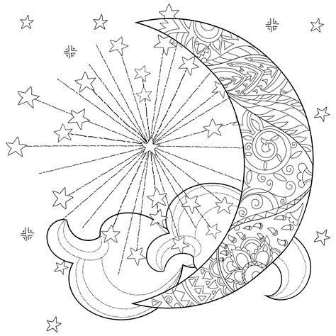 moon  stars coloring page