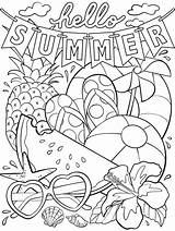 Coloring Summer Pages Kids Printable Hello Print sketch template