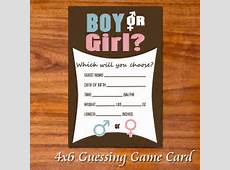 Gender Reveal Party Game Cards Chocolate Pink by RedVelvetParties
