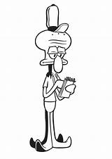 Coloring Squidward Pages Taking Order sketch template