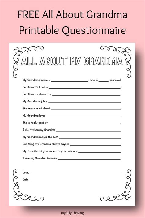 mothers day printable questionnaires  special gift idea