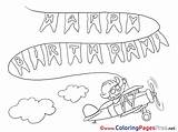 Birthday Coloring Happy Pages Plane Sheet Title sketch template