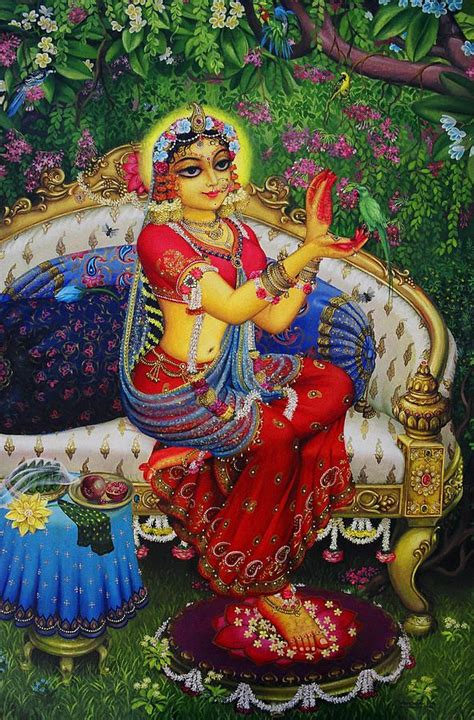 radha with parrot canvas print canvas art by vrindavan