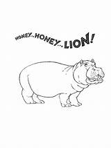 Honey Hippo Lion Coloring Netart sketch template