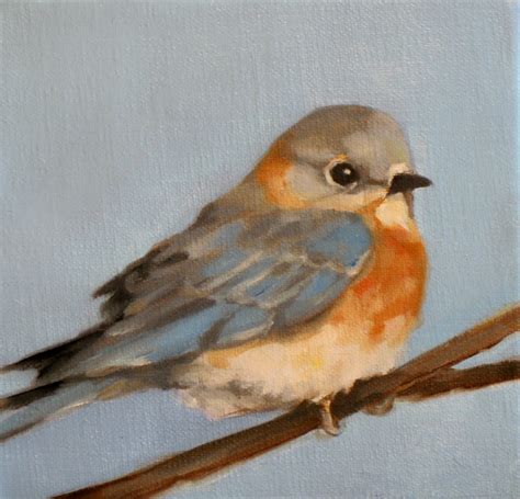 robin painting  impressionistic original oil painting robin