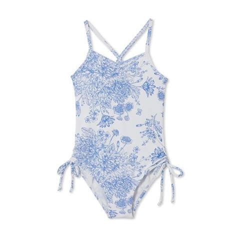 stella cove blue flower one piece girls beachwear girls bathing