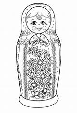 Russian Dolls Coloring Russia Pages sketch template