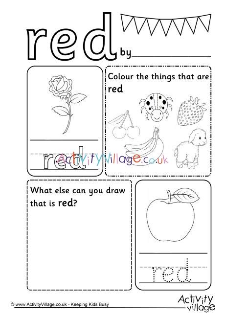 worksheets  color red